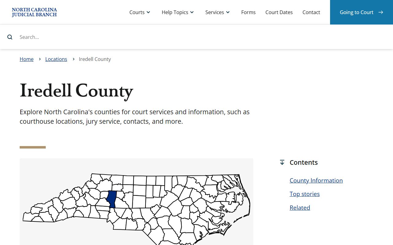 North Carolina Judicial Branch Iredell County court page